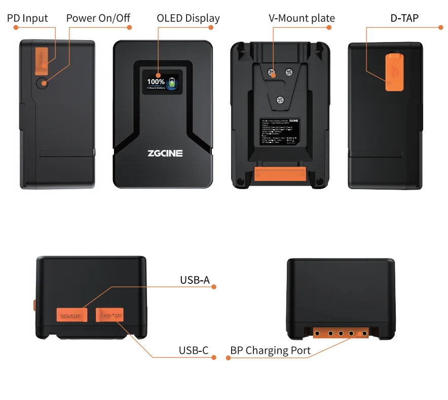 Source ZGCINE portable V-mount Battery 99wh 14.8V vmount batteries