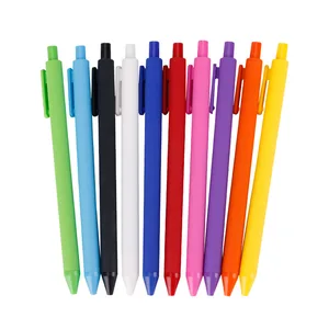 Factory Popular Customized Logo Printing Smooth Writing Plastic Ball Pen With Rubber Finished