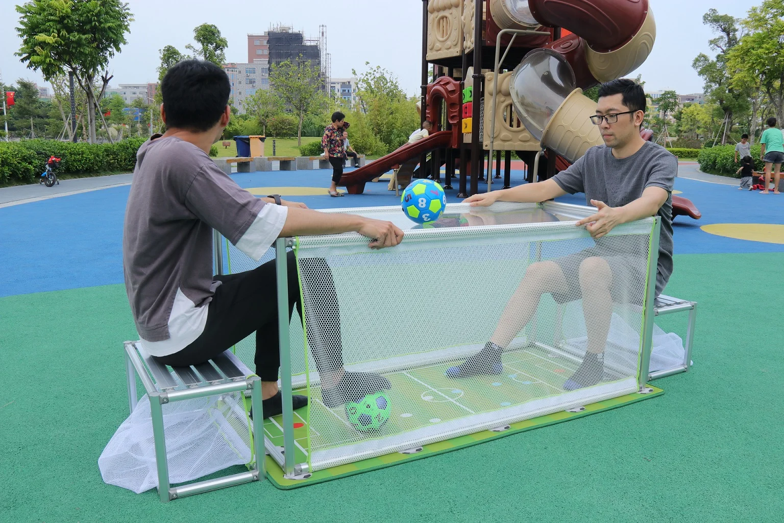 Subsoccer makes everyone a With Subsoccer age is no issue anyone can play two people pay football