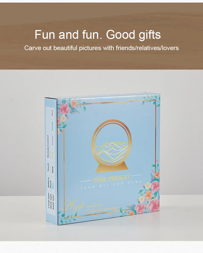 Creative Quicksand Painting Hourglass Relaese Stress and Anxiety Indoor Desktop 3D Sand Painting Dynamic Sand Painting LED Lamp