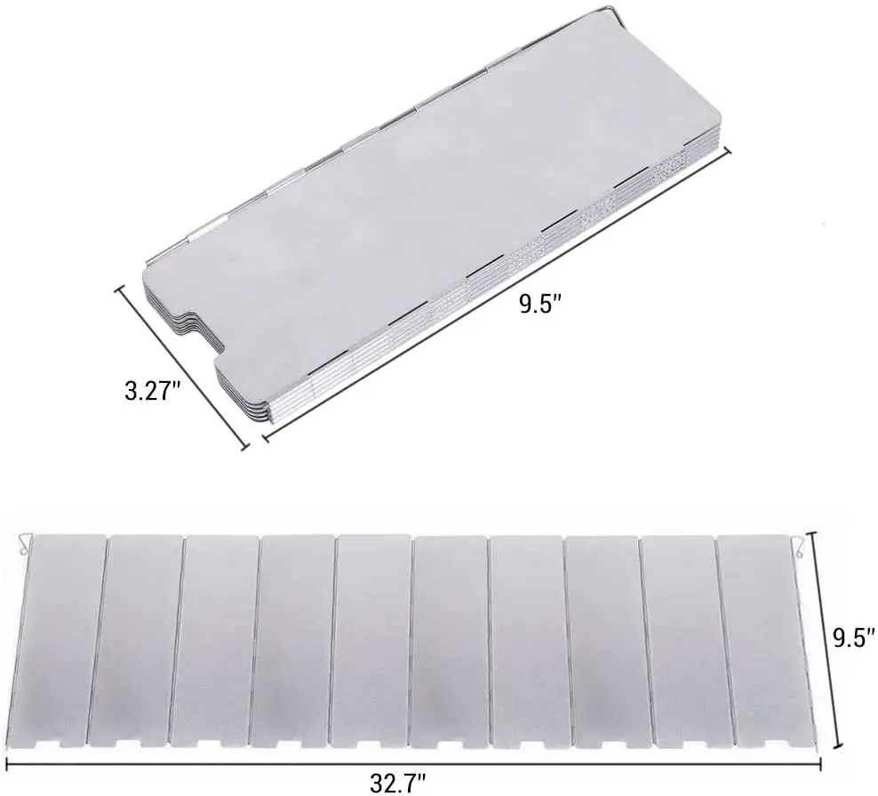 Pare-vent Pliable 12 Plaques En Alu – Fixations Au Sol, Réglable, étui Inclus, Pour Réchaud De Camping