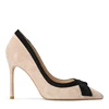 Apricot color+black suede
