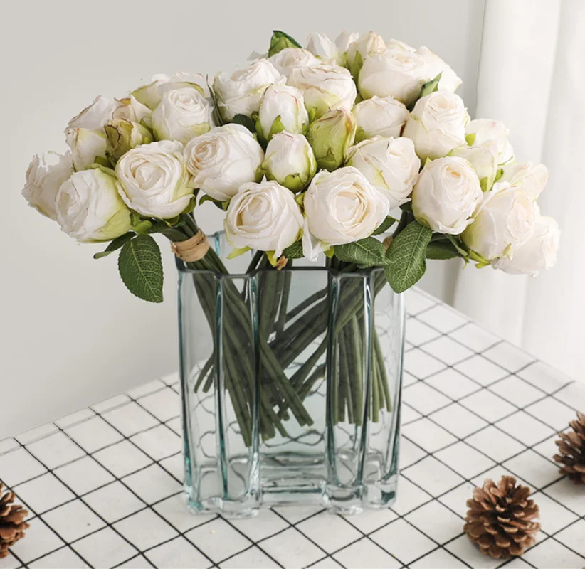 Wholesale High Quality 10 Heads Artificial Silk Rose Bouquet