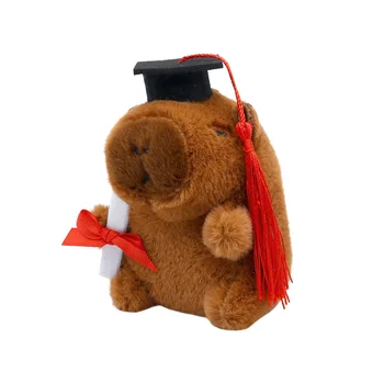 Hot Selling Graduate Capybara Keychain Pendant Stuffed Toy for Graduation Season Plush Keychains Keyring Fashionable Gifts