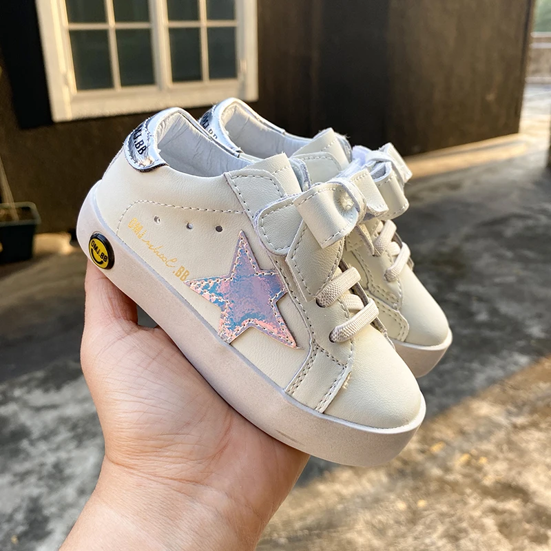 Real Leather Type Sneaker Shoes 2022 Rubber Sole Kid Shoes Star Design With Girls Sport Shoes - Buy Girls Sport Shoes,Kid Shoes Wholesale,Sneaker Shoes Product on