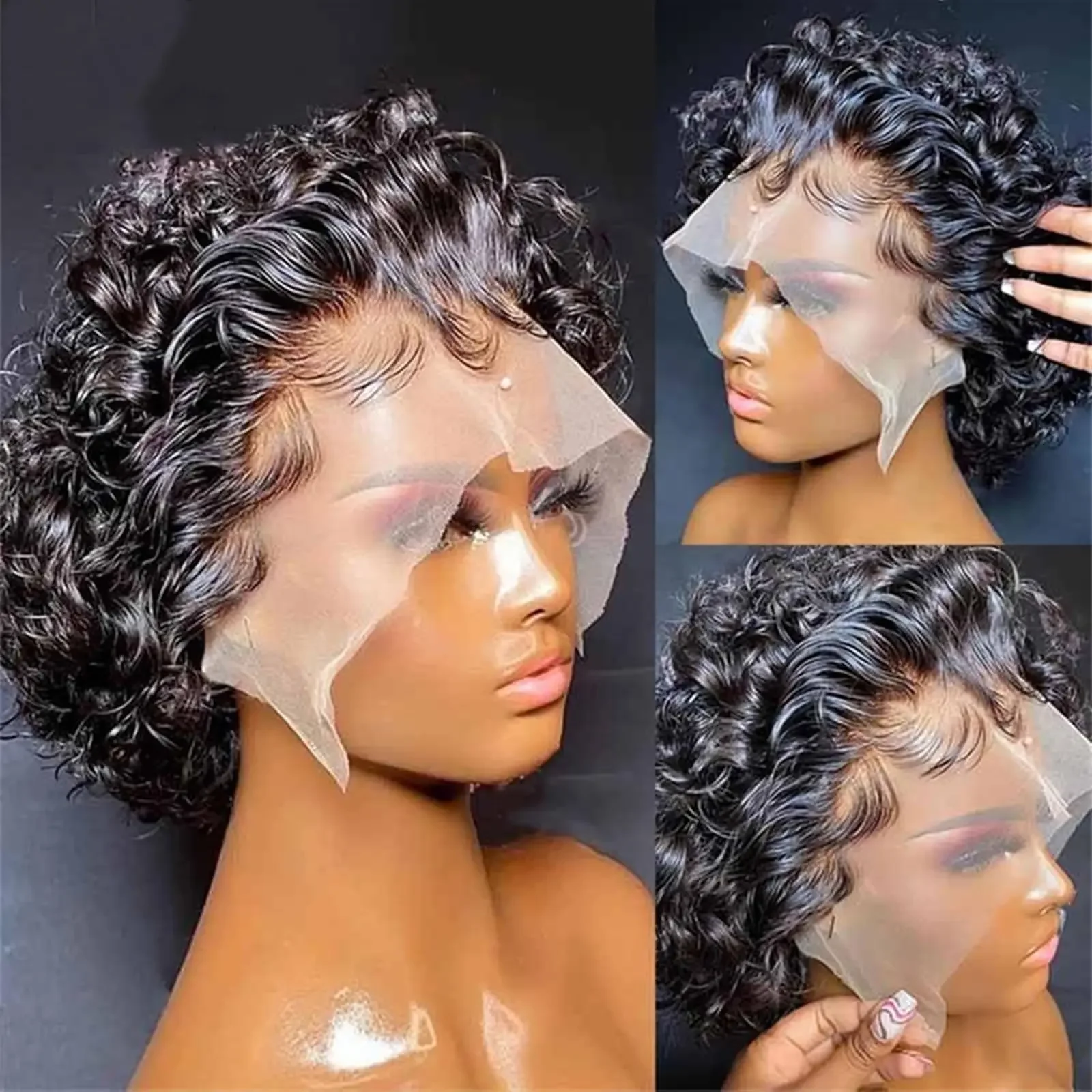 Short Curly Human Hair Wig Brazilian Remy Human Hair Short Pixie Cut Wigs Soft Cheap Wig Free Shipping For Black Women_voghion.com