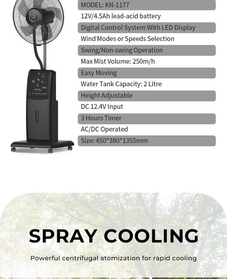 Water Cooling Mist Fan, 16-Inch, Plastic - detail 8