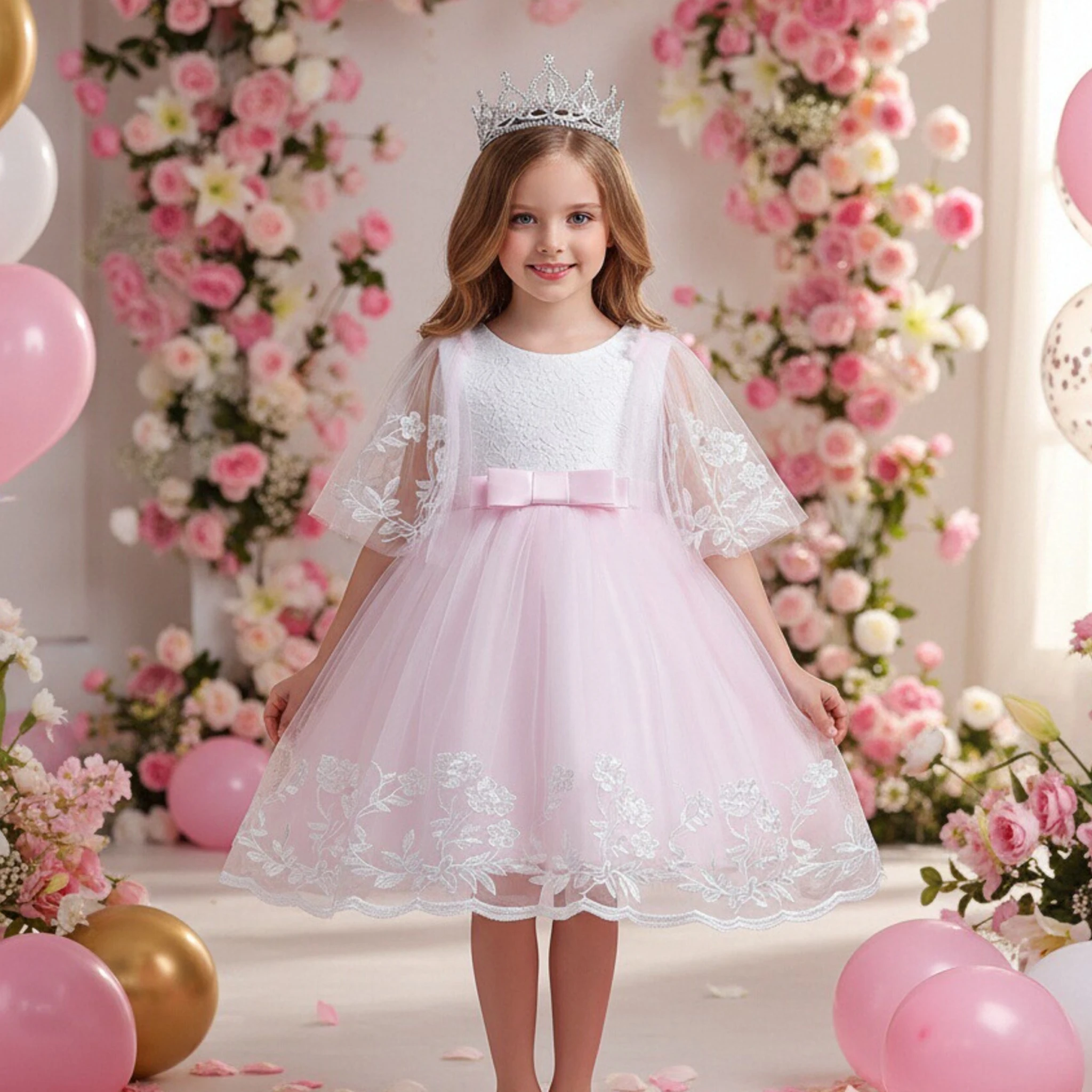 designer childrens party dresses Tha Designs Girls Silver Feathered Party Dress 2 / 3 / Silver