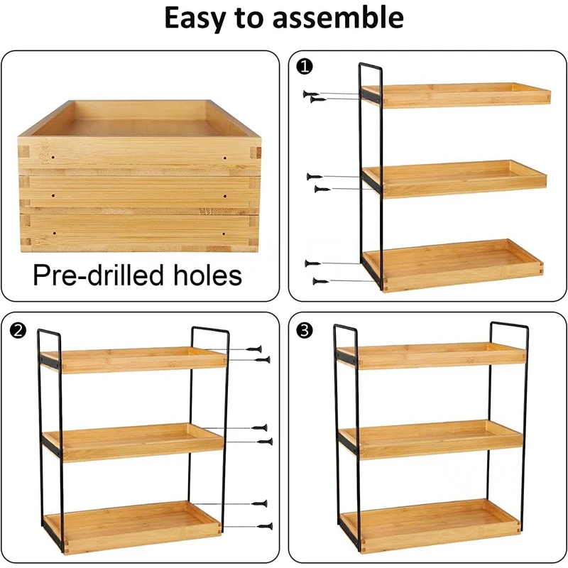 Bathroom Counter Organizer Corner Shelf – Bathroom Organization Bamboo 3  Tier