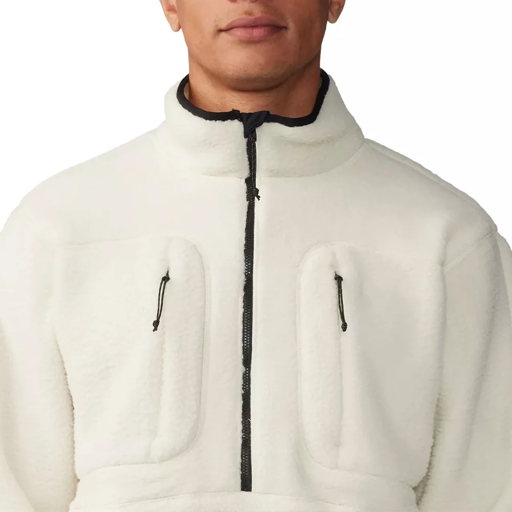 Men's Custom Logo Quarter Zip Fleece Pullover 95% Cotton 5% Spandex Stand Collar Winter Warm Sherpa Sweatshirt Printed Pattern