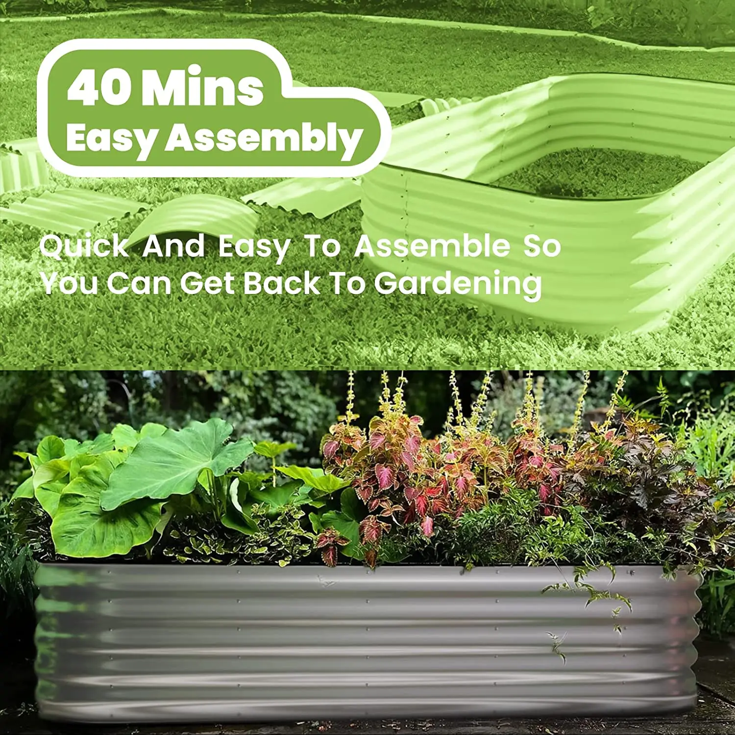 12-in-1 Modular Metal Garden Beds 8ft X 2ft/5ft X 5ft Raised Planter Box Grow Herbs, Vegetables, and Flowers Home Garden