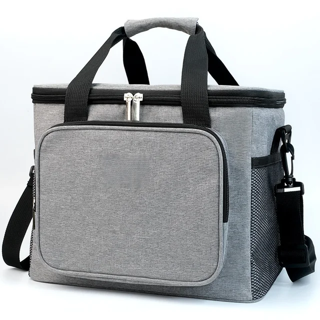 Large Capacity Portable Shoulder Picnic Bag with Zipper Closure Durable PEVA Outdoor Car Ice Pack Insulated Lunch Box Bag