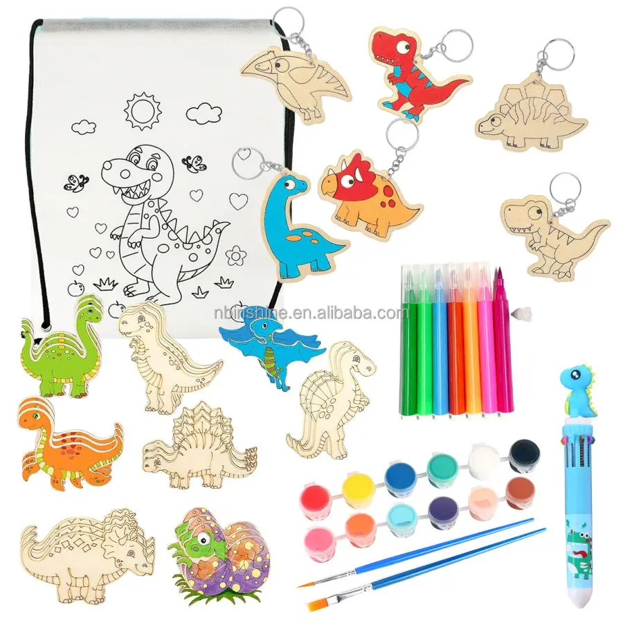 Kit De Dibujo Para Niños,Kit Divertido De Dibujo De Madera Dino - Buy Los  Niños Regalos De Cumpleaños,Dino Llavero,De Madera De Dibujo Product on  