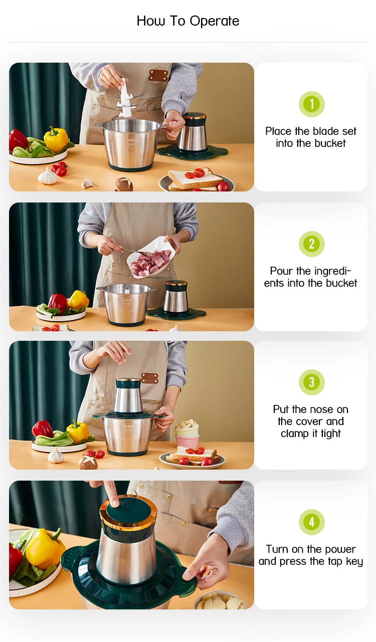 meat bowl chopper stainless steel electric food chopper vegetable chopper onion mixer chopper multifunctional food chopper