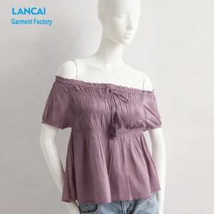 Custom Design Vendors Factory Manufacturers Clothing Vendors OEM High Quality Off the Shoulder Cotton Embroidered Blouses