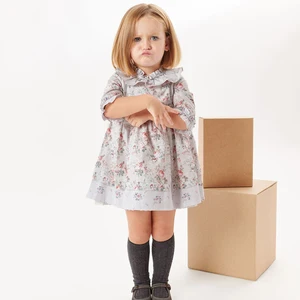 Baby Clothes Frill Collar Custom One Piece Vintage Flower Print Baby Girl Dress