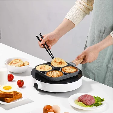 Non-stick Fried Egg Pot Flat-bottomed Frying Pan Kitchen Cooking Pot Omelette Pan 4-hole Medical Stone Frying Pan