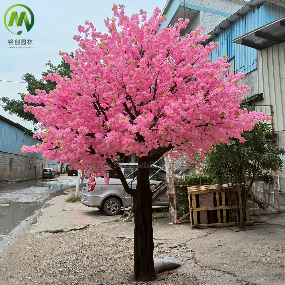 Silk Flower Tree White Artificial Cherry Blossom Tree for Wedding Fiberglass Trunk Artificial Cherry Tree for Garden Decoration