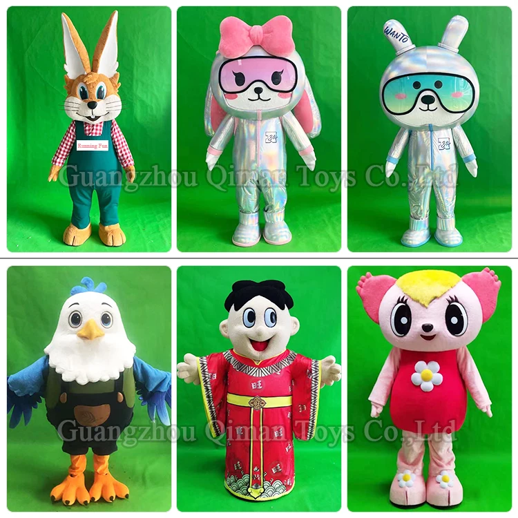 Qiman Custom High Quality Adult Cartoon Human Girl Boy Character Mascot Costume Walking Cosplay Mascot Costume for Sale