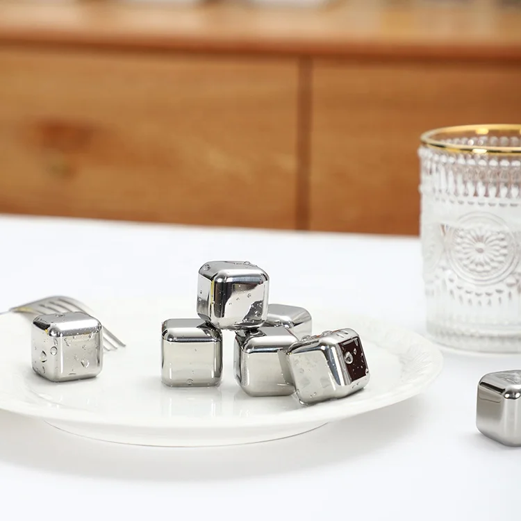 Оптовая продажа, высококачественные аксессуары для бара, квадратные многоразовые кубики льда, кубик льда из нержавеющей стали
