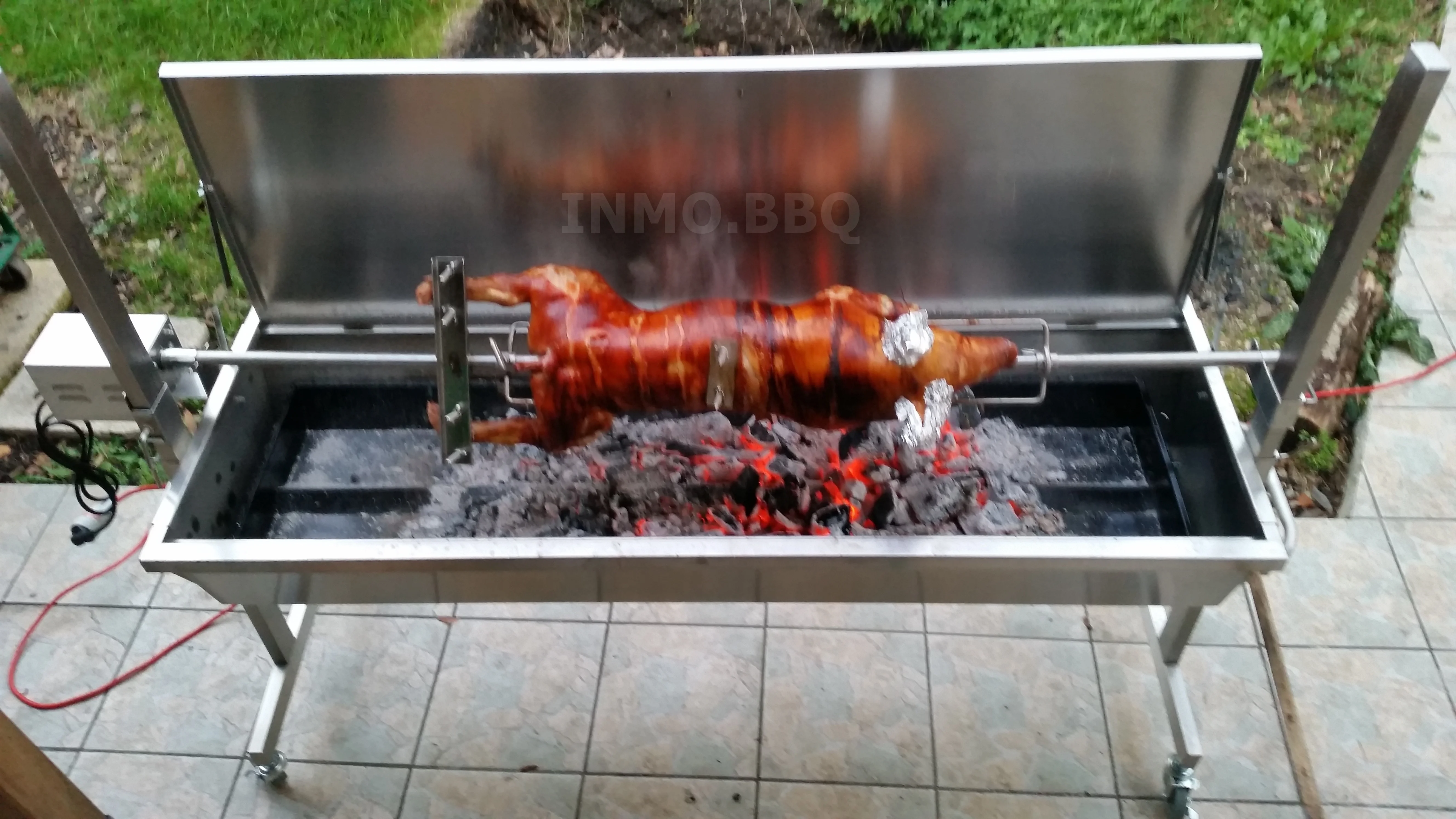 Stainless Steel BBQ Spit Charcoal Rotisserie Commercial Heavy Duty Warrior  Spit Roast BBQ with Motor