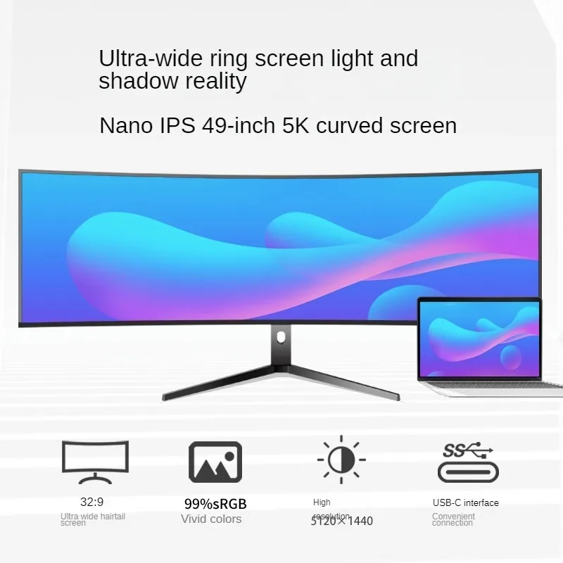 49 Inch Super Wide 4K 5K LED Monitor 72Hz 144Hz Curve Gaming HD ...