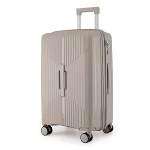 Wholesale Custom 20 24 28 Inch Modern PP Trolley Luggage Set Polyester Lining Fixed Casters Zipper Closure Airport Travel Lock