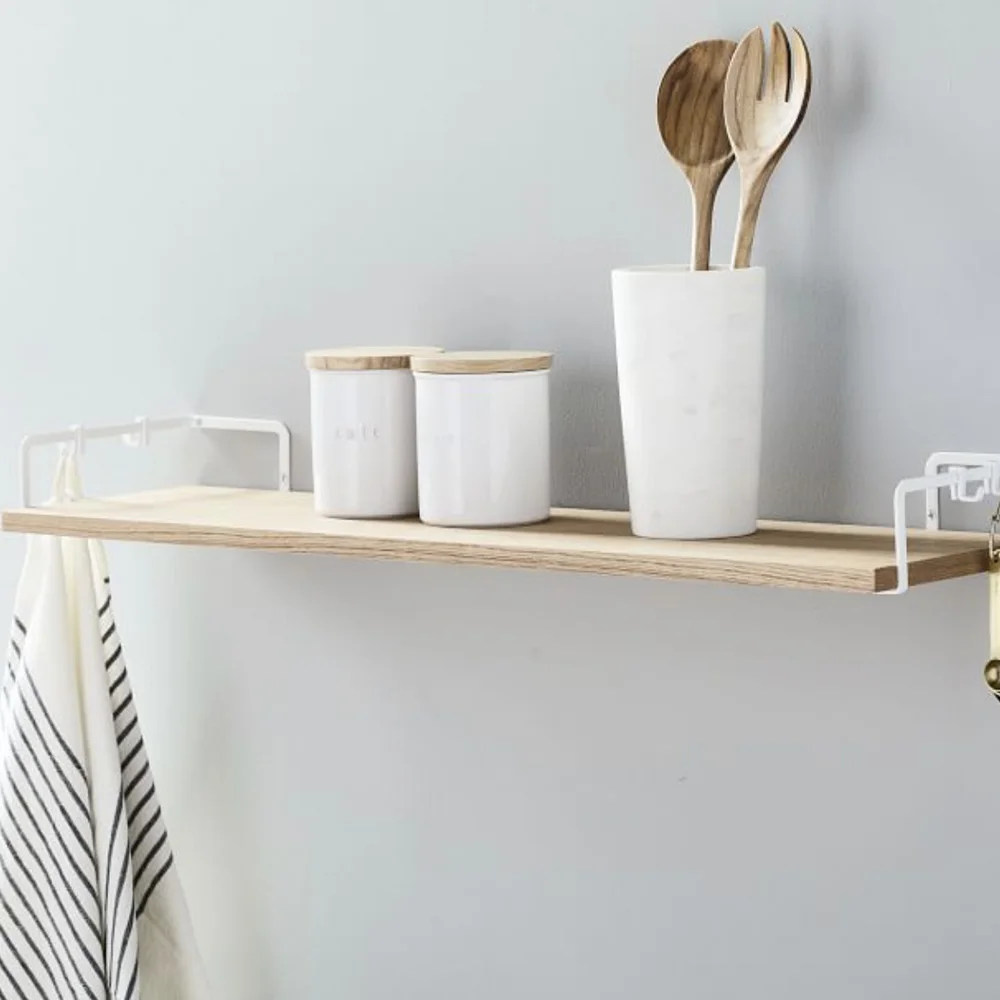 Hold Spices And Jars Wood Shelves Kitchen Wall Mount Rack Shelf Home Decor