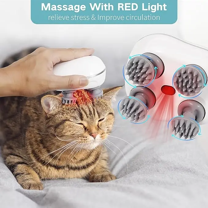 Upgraded Handheld Pet Massager Cats Electric Dog Massager With 4