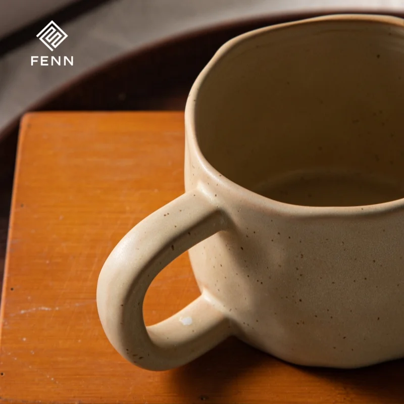 product fenn custom vintage country design wholesale handmade irregular porcelain clay cup ceramic coffee mugs pottery cup with saucer-62