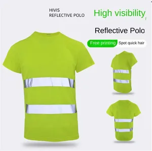 Summer Reflective Moisture Wicking Polyester T-Shirt Construction Safety Workwear Work Uniform