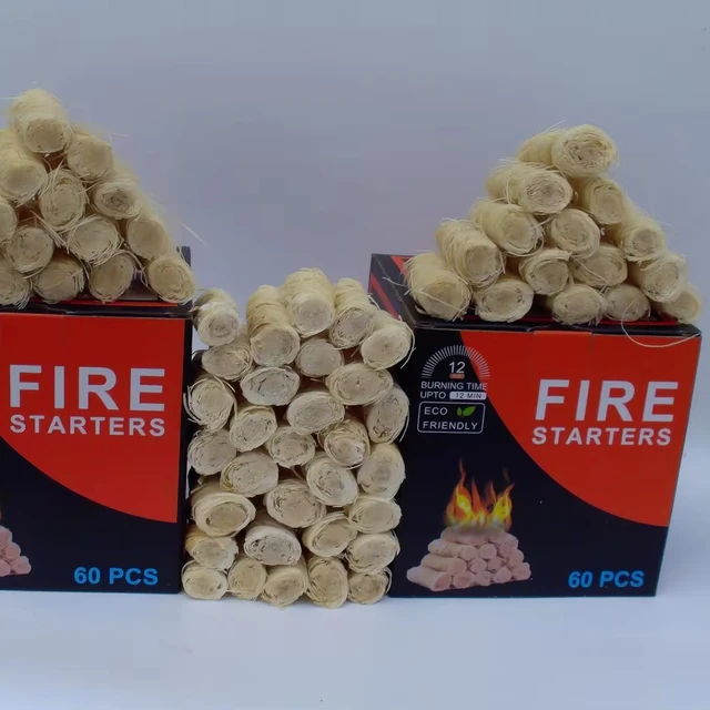 Best-Selling Eco-Friendly Wood Fire Lighter Box Packaged BBQ Accessories Wholesale Manufacturers for Wool and Wood Wool Bags