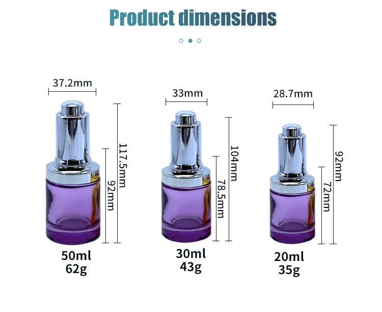 Portable 20ml 30ml 50ml Serum Essential Oil Dropper Bottles With UV Plating Cap