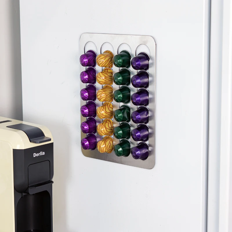 Support Mural Pour Dosettes De Café – Adhésif Inclus, Gain De Place, Compatible Multi-marques