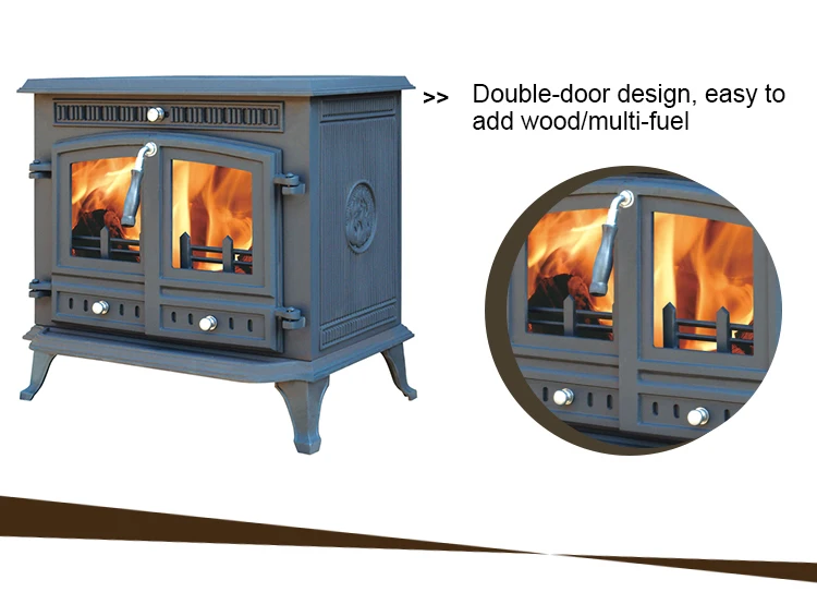 Cast Iron Wood Burning Stove Real Fire Fireplace