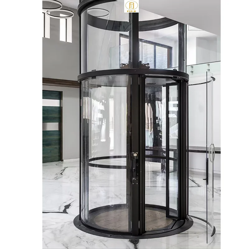 Luxury Design Golden Round Home Elevator Residential Elevator Round Villa Lift House Passenger Round Villa Elevators