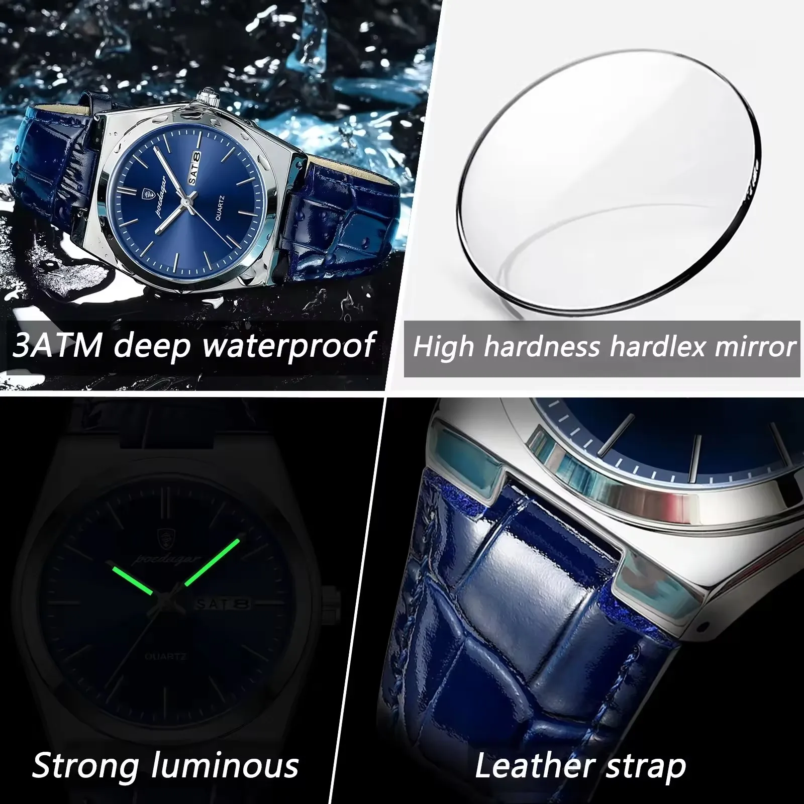 POEDAGAR 930 Men's Luxury Leather Watch