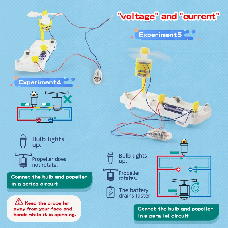2 Way Car Circuit Kit Diy STEM Educational Science Experiment Toy Series and Parallel Physics Learning for Kids Gift