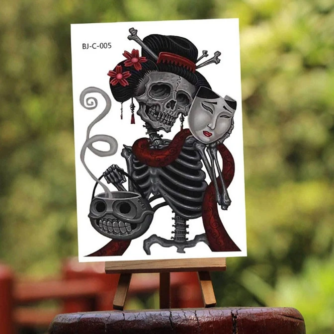 Custom design cute monster temporary tattoos stickers sheet for face Non-toxic black skull tattoo sticker
