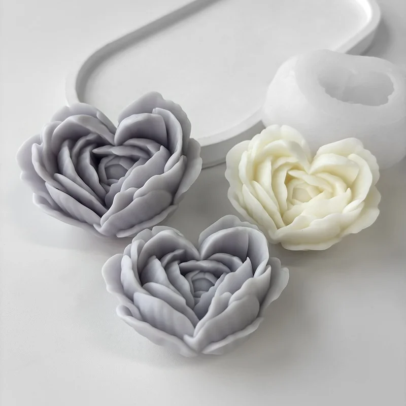 Heart Flower DIY Handmade Soap & Gel Gypsum Candle Silicone Mold Rose Aromatherapy for Cake Tools Rose Mold manufacture