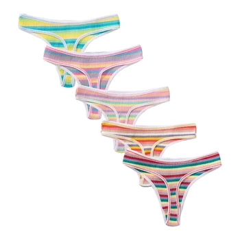 Hot Style Sexy Exercise And Fitness Cotton Strip Ladies' Briefs Women Cotton Panties