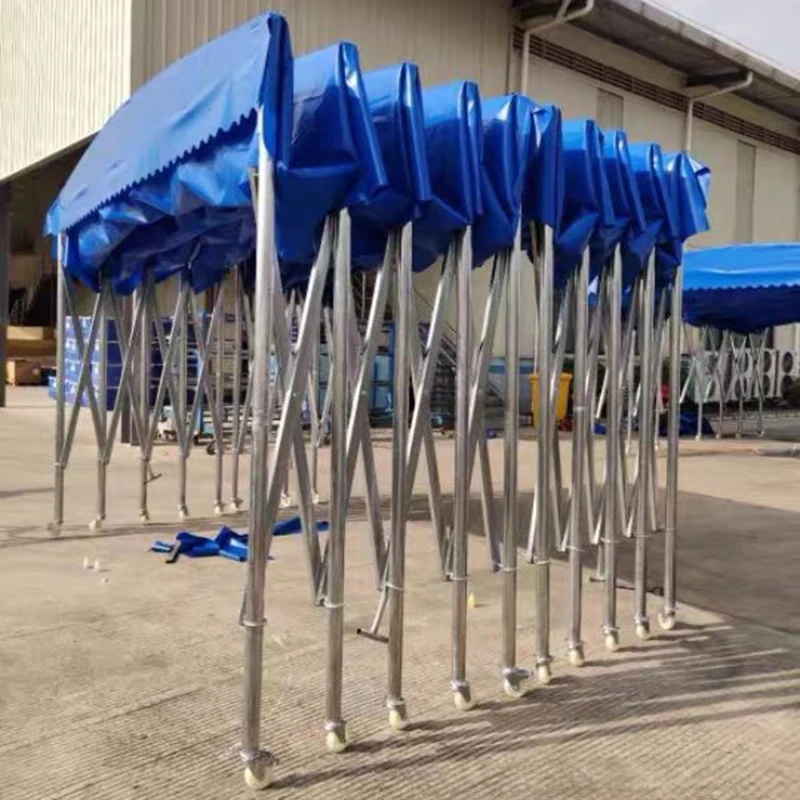 Outdoor PVC Waterproof Push Pull Folding Tents for Garage Carport Warehouse Car Wash Movable Parking Tent