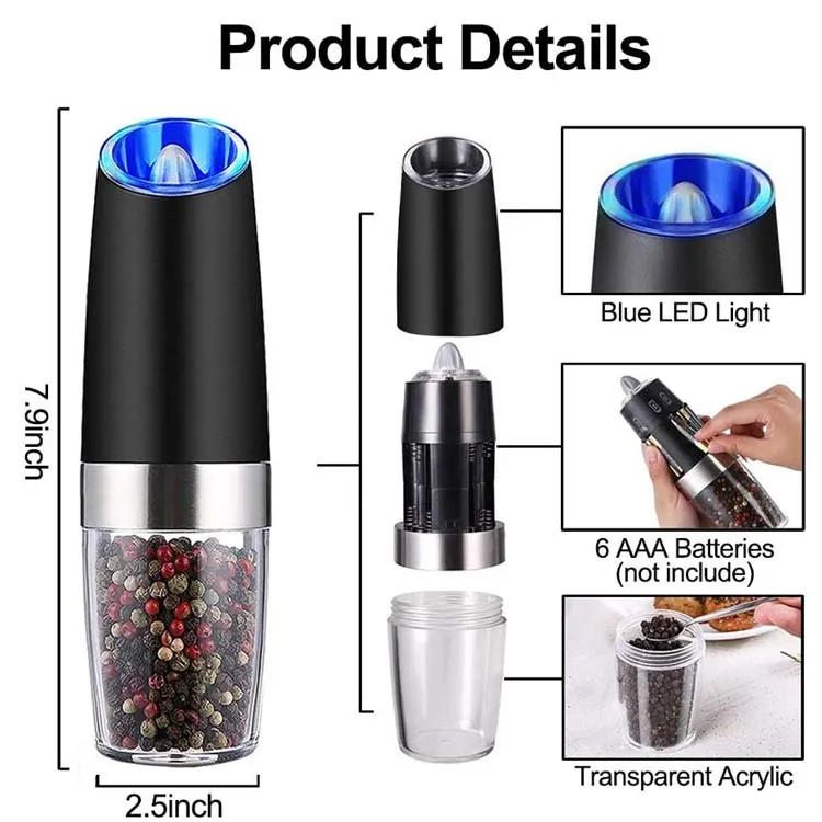 Wholesale Professional Electric ABS portable gravity salt pepper