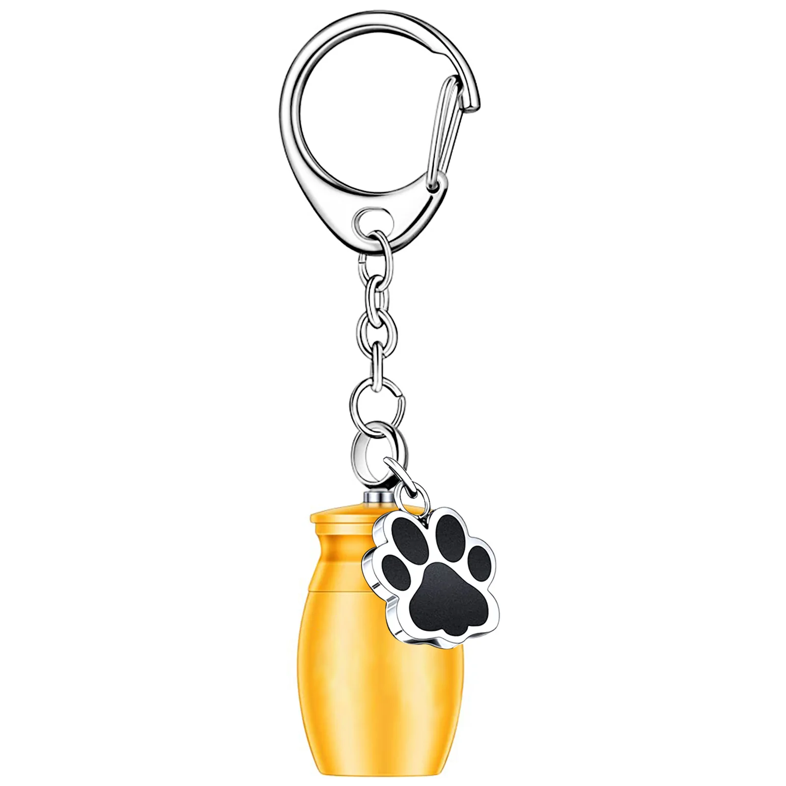 Cremation Keepsake Keychain for Ashes Mini Memorial Urn Pendant with Paw Print Charm Key Chain Jewelry Gift for Loss Loved One