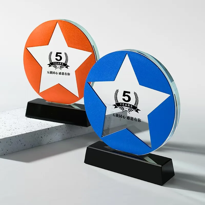 Custom New Design Round High Quality Crystal Glass Sports Event Award Trophy with Colorful Options preview 5