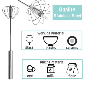 10 /12/14 Inch Semi Automatic Easy Self Stirring Milk Frother Egg Whisk Mixer Stirrer