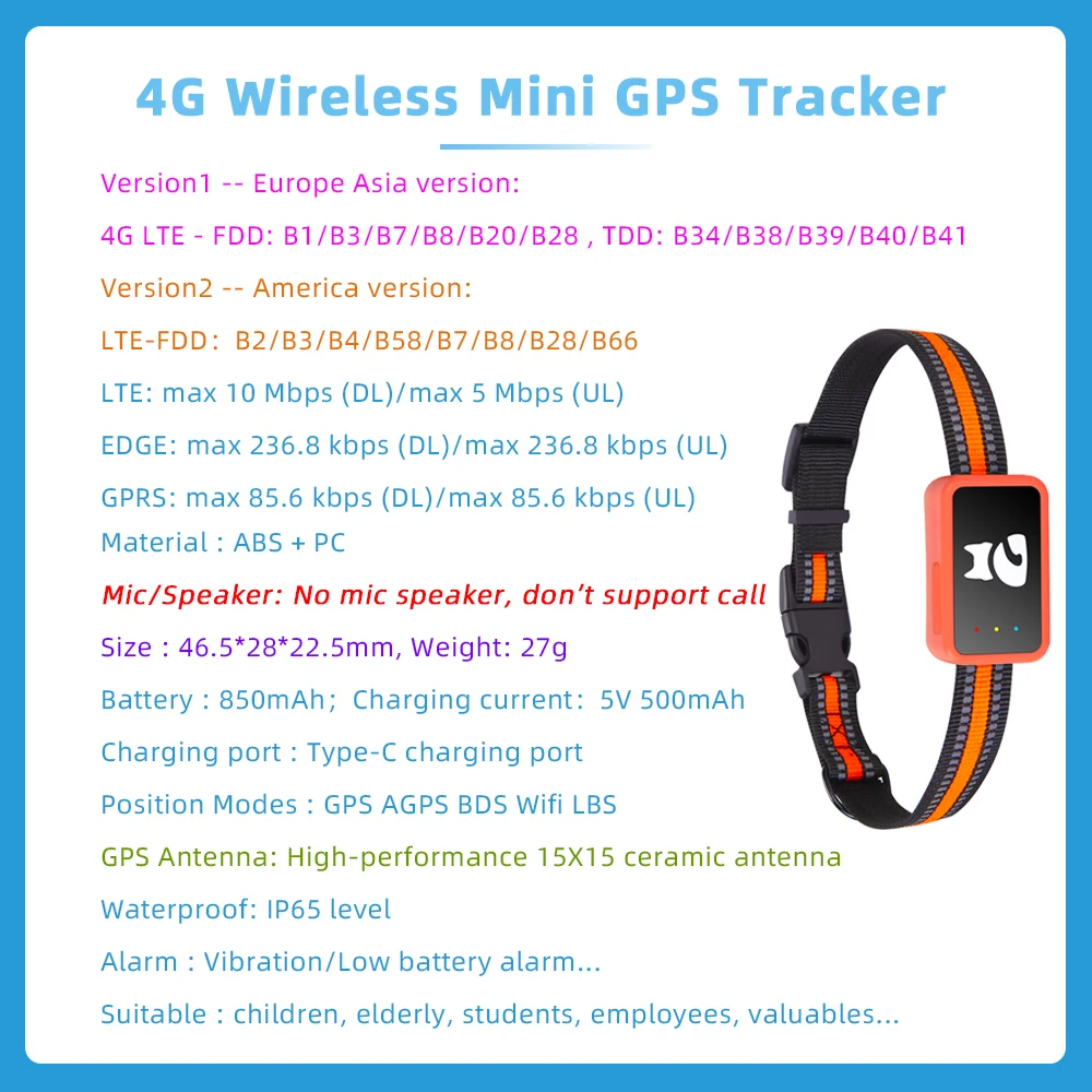 New Arrival G68P 4G Mini Pets GPS Tracker Step Counter Calorie Active Time Health Monitor Tracking Device for Cats Dogs Animals