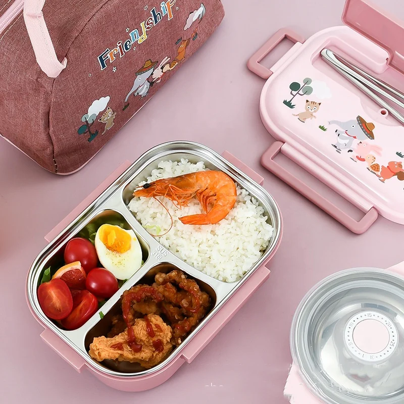 Новинка 2022 термальный школьный Ланч-бокс из Нержавеющей Стали tiffin bento для детей с сумкой