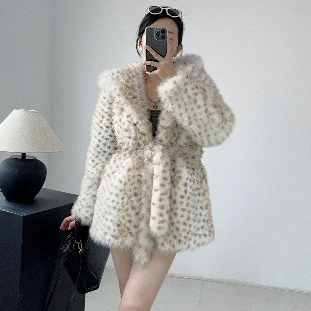 Fur Fabric Faux Lynx Coat In Stock Wholesale Women's Faux Lynx Fur