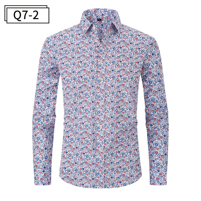 Customize Casual Men'S Shirts Small Business Mens Spandex Elastic Turn Down Collar Men Floral Full Printing Shirts